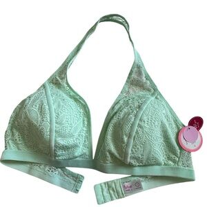 FLIRTITUDE Bralette Lace Halter Pale Green-L NWT